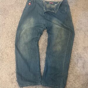 Y2K Jnco Men's Blue Jeans with design on the back